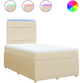 vidaXL Boxspringbett mit Matratze Creme 120x200 cm Stoff