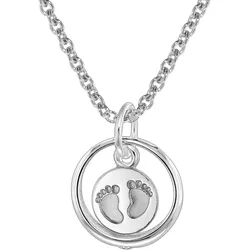 trendor 08467 Taufkette 925 Silber Taufring mit Anhänger Babyfüße