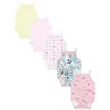 TupTam Body Baby Mädchen 5er Set – Sommer Body Baby mit Spaghettiträgern aus 100% Baumwolle, Farbe: Elefanten/Bärchen/Rosa/Gelb, Größe: 104 - 104