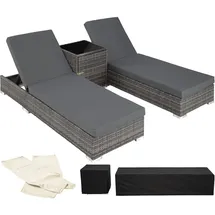 Tectake Sonnenliegen Set 3-tlg. grau