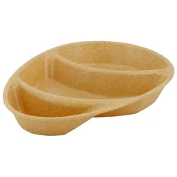 greenbox - Mehrweg-Menü-Teller "Häppy Plate" 27,5 x 20 x 3,5 cm, 3 Kammern, tropfenförmig, Karamell / braun, 60 St.