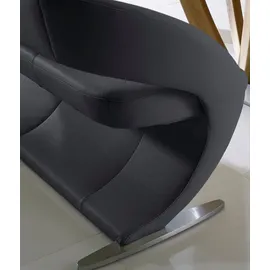 K+W Komfort & Wohnen "Wave", schwarz (nero), B:204cm H:83cm T:68cm, Bronco: Nappaleder pigmentiert, Dickleder, 1, 3/1, 5mm, mit rustikal gekörnten Narbenbild; 785: Microfaser, 100% Polyester, Sitzbänke, Polsterbank, in geschwungener Optik mit Metallkufe