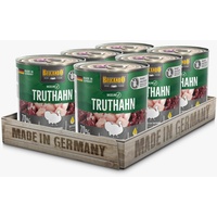 BELCANDO Baseline Nassfutter für Hunde, Truthahn, 6X 800g Dose, 70% Fleisch für ausgewachsene Hunde, Hundefutter nass ohne Getreide, Made in Germany