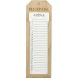Frank-Flechtwaren Geburtstagskalender Memoboard, jahresunabhängig, aus Holz, 12 x 38 cm