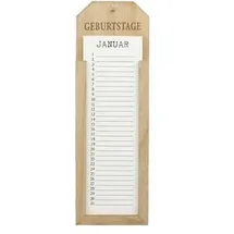Frank-Flechtwaren Geburtstagskalender Memoboard, jahresunabhängig, aus Holz, 12 x 38 cm