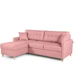 Fun Möbel Ecksofa Schlafsofa MOLDE Stoff (FUEGO) Rosa Ottomane Links