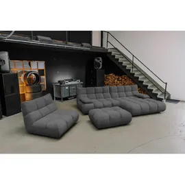 KAWOLA Hocker VIVIEN Feincord 108 x 41 x 73 cm Grau