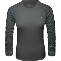 Schöffel Damen Merino Sport Shirt 1/1 Arm W, temperaturregulierendes Langarmshirt, atmungsaktives Funktionsunterwäsche-Shirt in Wollqualität, anthrazit, S