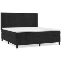 VidaXL Boxspringbett mit Matratze Schwarz 160x200 cm Samt