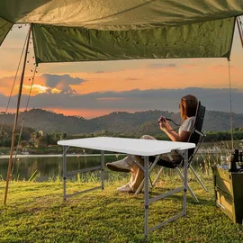 Trutzholm Campingtisch höhenverstellbar 120x60 cm Weiß/Grau