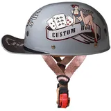 Halbschalenhelm Mit ECE-Zulassung Vintage Motorradhelm Baseball Cap Cruiser Chopper Scooter Helm Herren Retro Motorrad Halbhelm Damen Mofa Helm