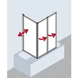 Kermi Vario 2000 Faltwand 3-tlg. V2FW30601412K 68,5-71,8x140cm, Silber Mattglanz Kerolan Perl