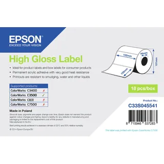 Epson Etiketten C33S045541 102mm x 152mm High Gloss Label 210 St.