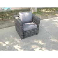 Rattan Gartenmöbel -Gartenlounge Sofa mit Kissen Polyrattan Ecksofa Rattansofa Ecksessel für Balkon, Garten, Terrasse(Dunkelgrau Mischen) - Fimous
