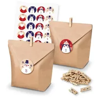 itenga Geschenkbox itenga SET Adventskalender 24x Tüten + Klammern + Zahlensticker (Z43)