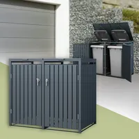 ML-Design Mülltonnenbox für 2 Tonnen, 240L, 132x80x116,3 cm, Anthrazit, Stahl, wetterfest, Abschließbare Mülltonnenverkleidung mit Klappdeckel/2 Türen, Müllbox Mülltonnecontainer Mülltonnenabdeckung