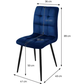 ML-Design Esszimmerstühle 4Er Set Dunkelblau mit Rückenlehne mit Samtbezug