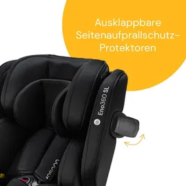 Osann Eno360 SL i-Size , drehbarer Kindersitz 40-150 cm, Reboarder mit Isofix und Standfuß – All Black - Schwarz