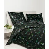 Janine Bettwäsche Janine Moments Mako-Satin Bettwäsche 135x200 Blütenzweige Gräser schwa, Mako-Satin, 2 teilig schwarz