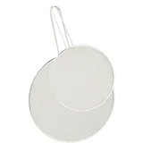 Relaxdays Spritzschutz für Pfannen, 2er Set, rostfreier Edelstahl, mit 25 & 33 cm ∅, Fettspritzschutz mit Griff, silber