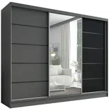 A&J MöbelLand Schiebetürenschrank AURELIA 2 200 x 215 x 60 cm Schwarz