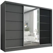 A&J MöbelLand Schiebetürenschrank AURELIA 2 200 x 215 x 60 cm Schwarz