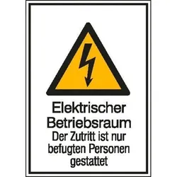 Kombischild "E-Betriebsraum, Zugang n. befugte...", ISO 7010, Folie, SK, 210 x 297 mm, VE = 5 Stück