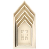Rico Design 5er Set Holz-Deko-Häuser aus Holz mit Fenstern,
