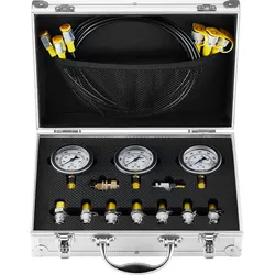 VEVOR Hydraulikdruck-Testset, 250 / 400 / 600 bar, 3 Messgeräte, 9 Prüfkupplungen, 3 Prüfschläuche, Bagger-Hydraulik-Testmessgeräte-Set mit Tragbarer Tragetasche für Bagger, Traktoren, Baumaschinen
