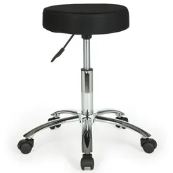 KADIMA DESIGN Hocker Design Arbeitshocker Stoffbezug Schwarz Sitzhocker mit Rollen Rollhocker gepolstert ohne Lehne