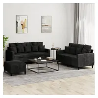 VidaXL 3-tlg. Sofagarnitur mit Kissen Schwarz Samt