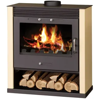 EEK A Kaminofen Victoria Rubin elfenbein mit XXL-Sichtscheibe – 13kW