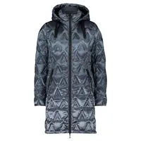GIL BRET Damen Daunenjacke 95 cm tailliert mit abnehmbarer Kapuze und Zweiwege-Reißverschluss - Blau - 36