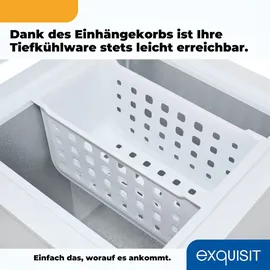 Exquisit Gefriertruhe, Kombigerät, Tiefkühltruhe, 98 Liter, 4-Sterne-Gefrieren, Gefriertruhe klein, Toplader, GT101-E-040E weiss