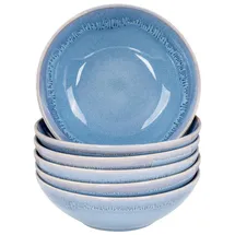 levandeo 6er Set Steingut Schale Ø18cm Blau Salat Schüssel 6 Personen Suppenteller Bowl Dessertschale Mikrowellenfest Spülmaschinenfest Modern Design
