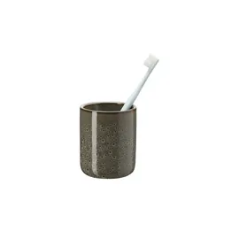 Wenko Zahnputzbecher Oviedo, Keramik 7,5x9,5x7,5cm, Grau - Wenko