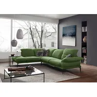 W.SCHILLIG Ecksofa sherry, Designsofa mit tollem Sitzkomfort, elegant und zeitlos, L-Form, mit Kopfstützenverstellung, Winkelfüße in Schwarz, Breite 302 cm grün