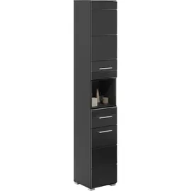 xonox.home Linus Hochschrank 30 x 182 x 31 cm Schwarz Hochglanz Holz