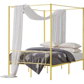 Vevor Himmelbettrahmen (Full Size), Metallhimmelbett mit minimalistischem Kopfteil & Himmelbett-Design, robuste Stahllattenstütze (rund), Stauraum...