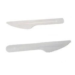 100 Einweg Messer aus Papier weiß 16 cm nachhaltig