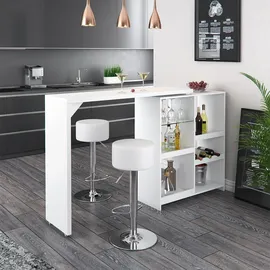 Vicco Bartisch-Set Weiß, 138 x 39 cm mit 2 Barhockern