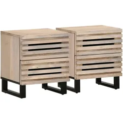 vidaXL Nachttische 2 Stk. 40x34x46 cm Gebleichtes Massivholz Mango