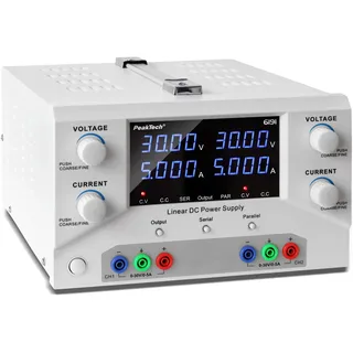 Peaktech 6191 – Labornetzteil 2 x 0-30 V / 0-5 A DC SELV linear Netzteil mit Trenntransformator, Labornetzgerät