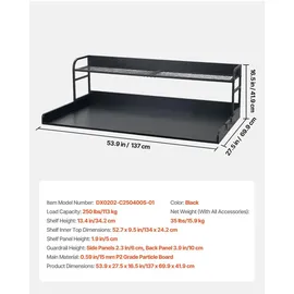 Vevor Arbeitsplatte für Waschmaschine & Trockner (137 x 69,9 cm) mit Haken & Ablage, bis 113 kg belastbar, Schwarz
