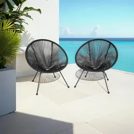 Tectake 2er Set Gartenstuhl 70,5 x 69 x 78 cm schwarz