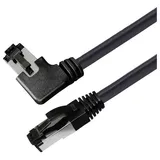 Maxtrack TI51-2L RJ45 Patchkabel CAT 8.1 S/FTP 2m Schwarz 90° nach rechts gewinkelt, Einzelschirm 1St.