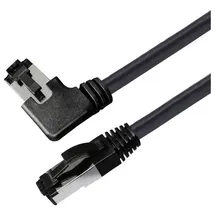 Maxtrack TI51-2L RJ45 Patchkabel CAT 8.1 S/FTP 2m Schwarz 90° nach rechts gewinkelt, Einzelschirm 1St.