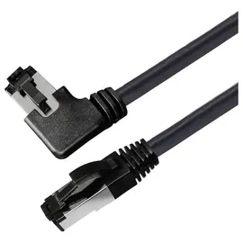 Maxtrack TI51-2L RJ45 Patchkabel CAT 8.1 S/FTP 2m Schwarz 90° nach rechts gewinkelt, Einzelschirm 1St.