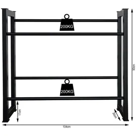 Quick Star Getränkekistenregal 104 x 30 x 90 cm Schwarz