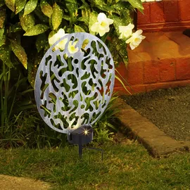 GLOBO Solarleuchte Metall 30x10x41 cm 2x LED warmweiß silber antik